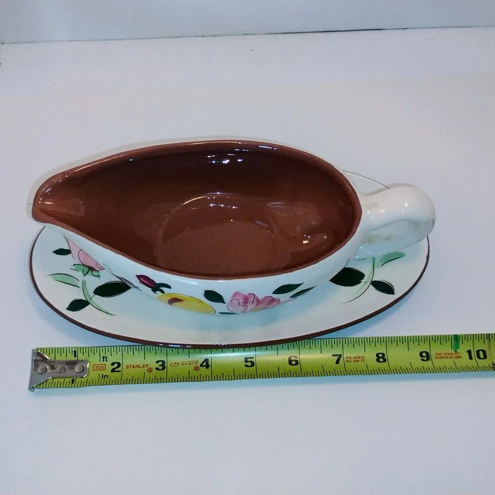 Stangl Pottery Apple Delight Gravy Boat with Attached Underplate – Hand Painted